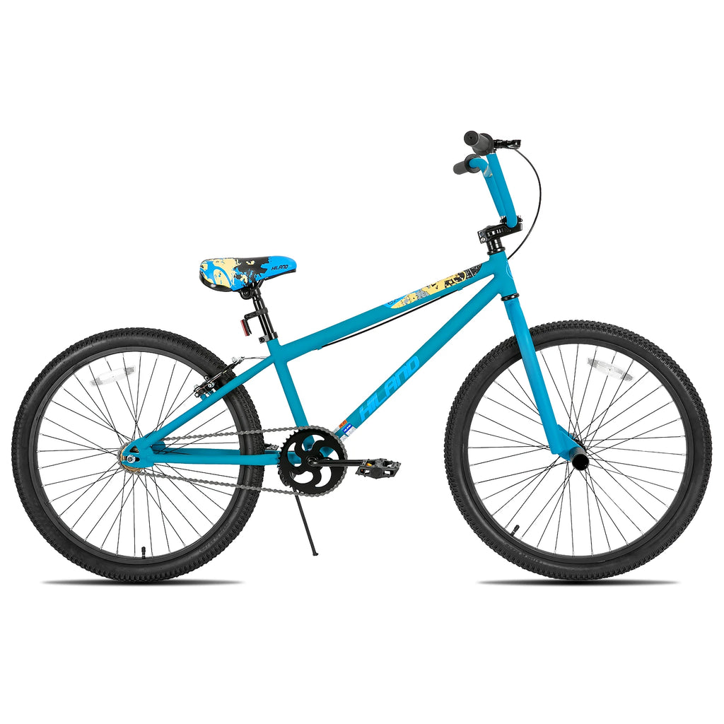 HILAND Freestyle 24-inch BMX, children's bike with 2 steel pegs, freewheel, for boys and girls aged 7, 8, 9, 10