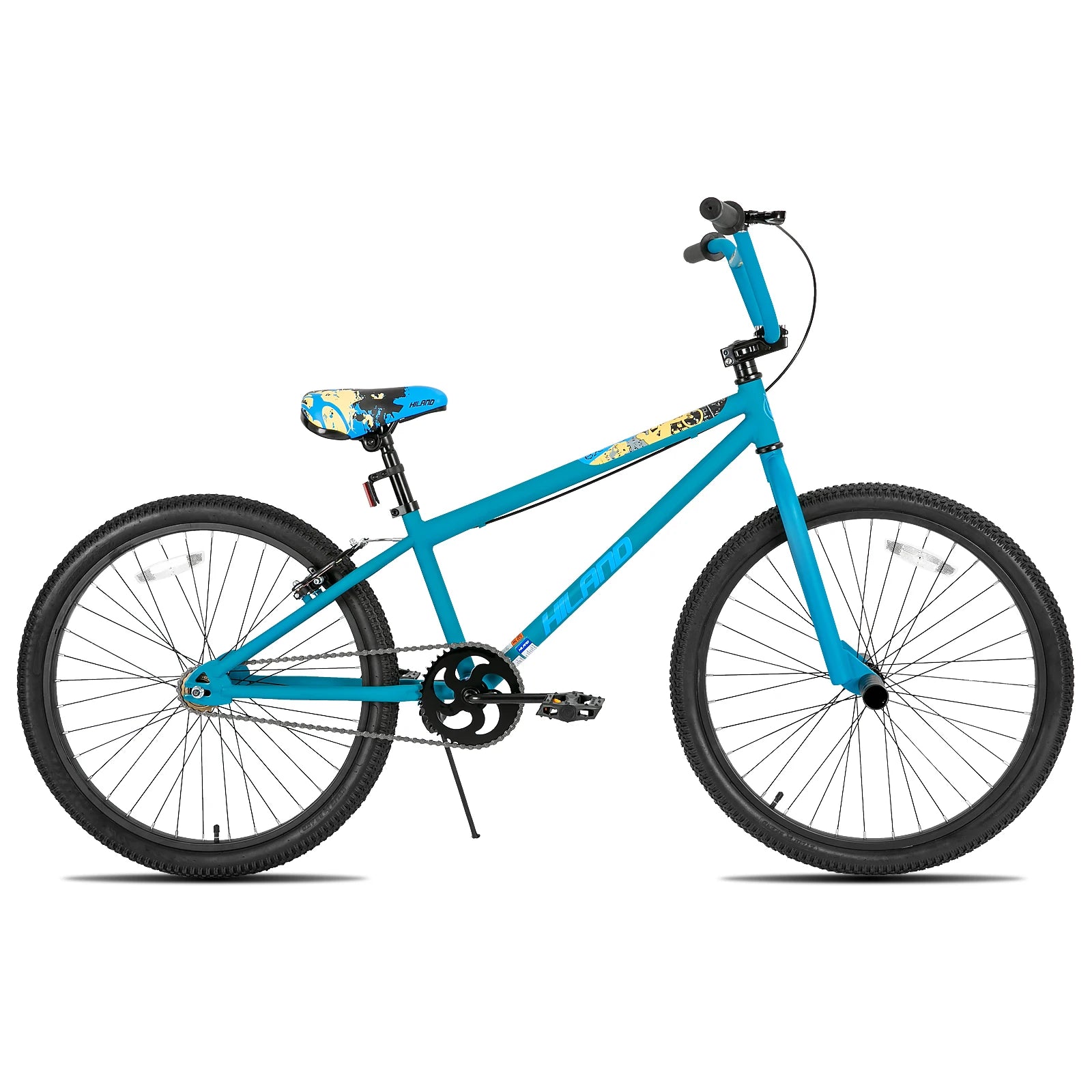 HILAND Freestyle 24-inch BMX, children's bike with 2 steel pegs, freewheel, for boys and girls aged 7, 8, 9, 10
