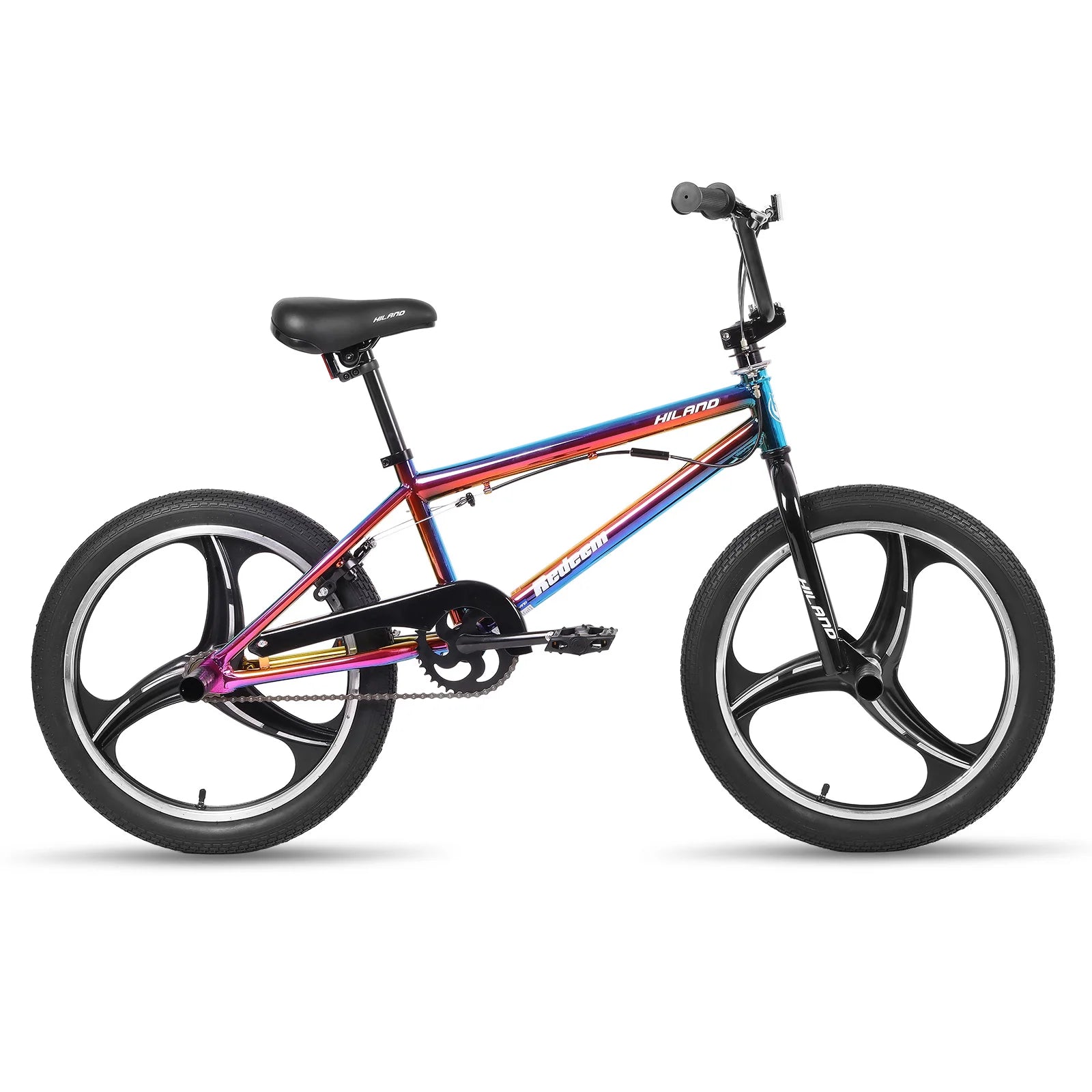 Hiland 20 Inch 3 Spoke Kids BMX Bike for Boys Girls Ages 5-12, 360 Degree Rotor Freestyle, 4 Pegs Single Speed Kid’s BMX Bike
